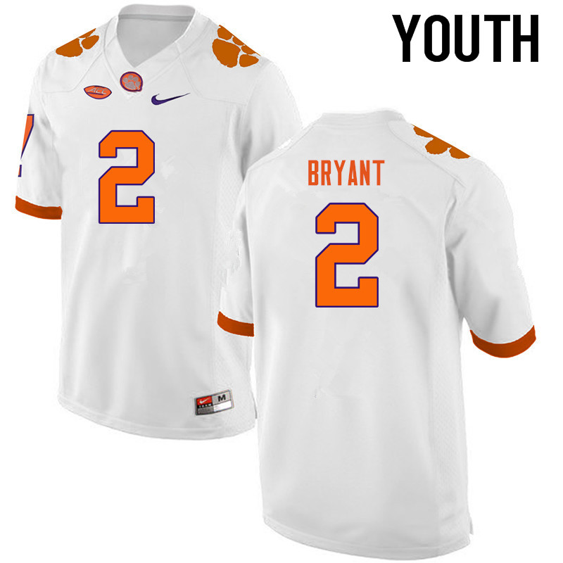 Youth Clemson Tigers #2 Kelly Bryant College Football Jerseys-White - Click Image to Close